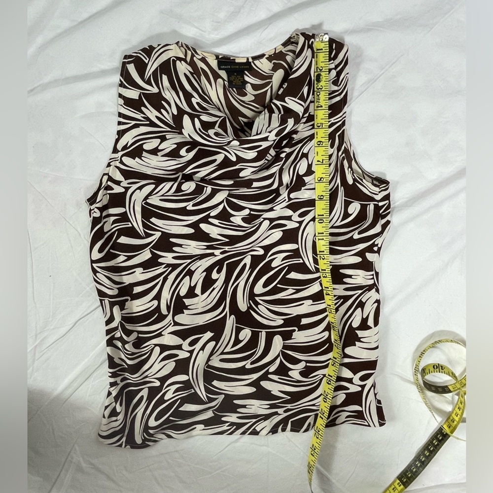 Print Silk Drape Neck Shell - Picture 7 of 7